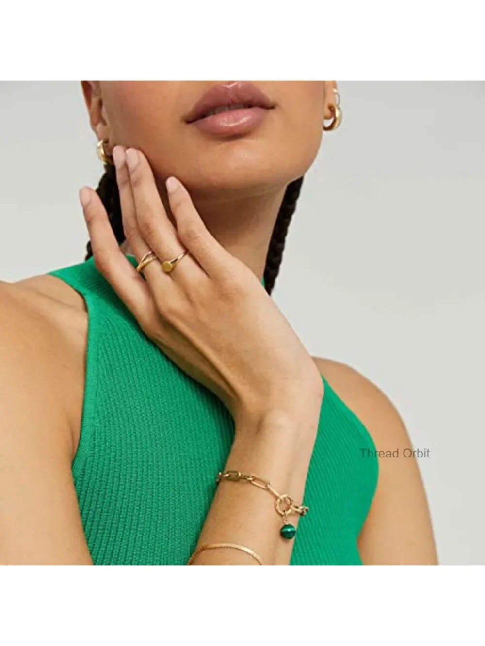 14K Gold Plated Signet Ring Stackable Thin Oval Pinky Band 1.5mm Dainty
